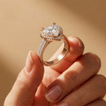 2.9 Ct Heart Cut Moissanite Cathedral Pavé Halo Ring
