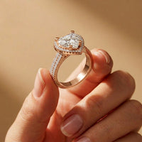 2.9 Ct Heart Cut Moissanite Cathedral Pavé Halo Ring
