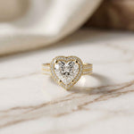 2.9 Ct Heart Cut Moissanite Cathedral Pavé Halo Ring
