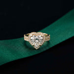 2.9 Ct Heart Cut Moissanite Cathedral Pavé Halo Ring