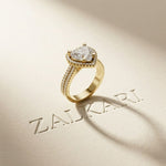 2.9 Ct Heart Cut Moissanite Cathedral Pavé Halo Ring