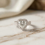 2.9 Ct Heart Cut Moissanite Cathedral Pavé Halo Ring