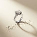 2.9 Ct Heart Cut Moissanite Cathedral Pavé Halo Ring