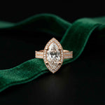 2.9 Ct Marquise Cut Moissanite Cathedral Accent Ring