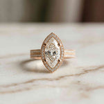 2.9 Ct Marquise Cut Moissanite Cathedral Accent Ring