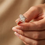 2.9 Ct Marquise Cut Moissanite Cathedral Accent Ring