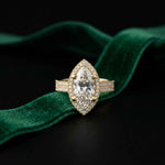 2.9 Ct Marquise Cut Moissanite Cathedral Accent Ring