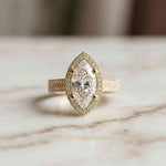2.9 Ct Marquise Cut Moissanite Cathedral Accent Ring