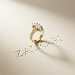 2.9 Ct Marquise Cut Moissanite Cathedral Accent Ring