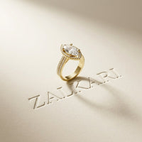 2.9 Ct Marquise Cut Moissanite Cathedral Accent Ring