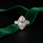 2.9 Ct Marquise Cut Moissanite Cathedral Accent Ring