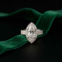 2.9 Ct Marquise Cut Moissanite Cathedral Accent Ring