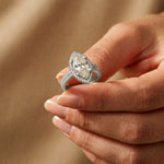2.9 Ct Marquise Cut Moissanite Cathedral Accent Ring