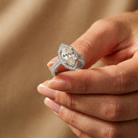 2.9 Ct Marquise Cut Moissanite Cathedral Accent Ring