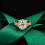 2.9 Ct Oval Cut Moissanite Luxe Pavé Band Ring