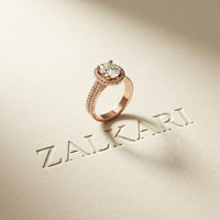 2.9 Ct Oval Cut Moissanite Luxe Pavé Band Ring