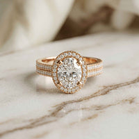 2.9 Ct Oval Cut Moissanite Luxe Pavé Band Ring