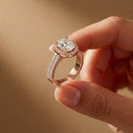 2.9 Ct Oval Cut Moissanite Luxe Pavé Band Ring