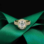 2.9 Ct Oval Cut Moissanite Luxe Pavé Band Ring