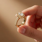 2.9 Ct Oval Cut Moissanite Luxe Pavé Band Ring