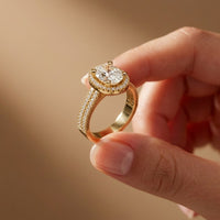 2.9 Ct Oval Cut Moissanite Luxe Pavé Band Ring