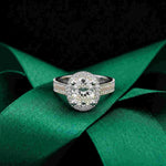 2.9 Ct Oval Cut Moissanite Luxe Pavé Band Ring