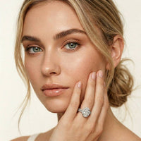 2.9 Ct Oval Cut Moissanite Luxe Pavé Band Ring