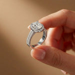 2.9 Ct Oval Cut Moissanite Luxe Pavé Band Ring