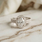 2.9 Ct Oval Cut Moissanite Luxe Pavé Band Ring