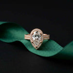 2.90 Ct Pear Cut Moissanite Twin Row Pavé Ring