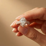 2.90 Ct Pear Cut Moissanite Twin Row Pavé Ring