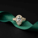 2.90 Ct Pear Cut Moissanite Twin Row Pavé Ring