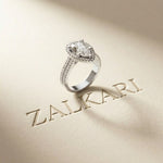 2.90 Ct Pear Cut Moissanite Twin Row Pavé Ring