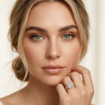 2.9 Ct Princess Cut Moissanite Double Pavé Halo Ring Rose Gold
