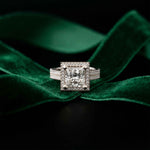 2.9 Ct Princess Cut Moissanite Double Pavé Halo Ring White
