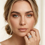 2.9 Ct Princess Cut Moissanite Double Pavé Halo Ring White