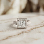 2.9 Ct Princess Cut Moissanite Double Pavé Halo Ring White