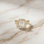 2.9 Ct Radiant Cut Moissanite Split Pavé Shank Ring Gold