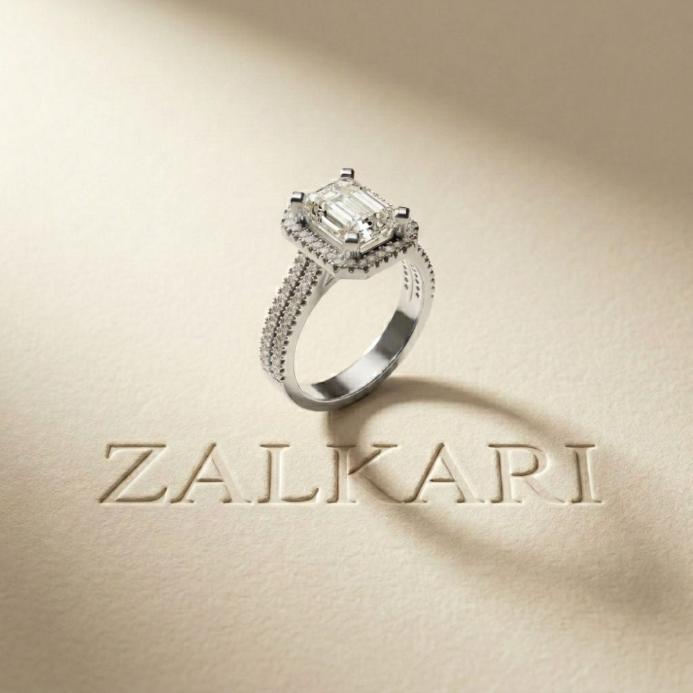 2.9 Ct Radiant Cut Moissanite Split Pavé Shank Ring