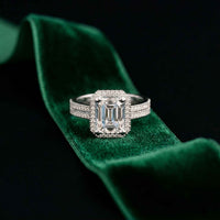 2.9 Ct Radiant Cut Moissanite Split Pavé Shank Ring White