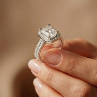 2.9 Ct Radiant Cut Moissanite Split Pavé Shank Ring White