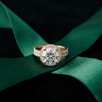 2.9 Ct Round Cut Moissanite Luxe Halo Ring Rose Gold