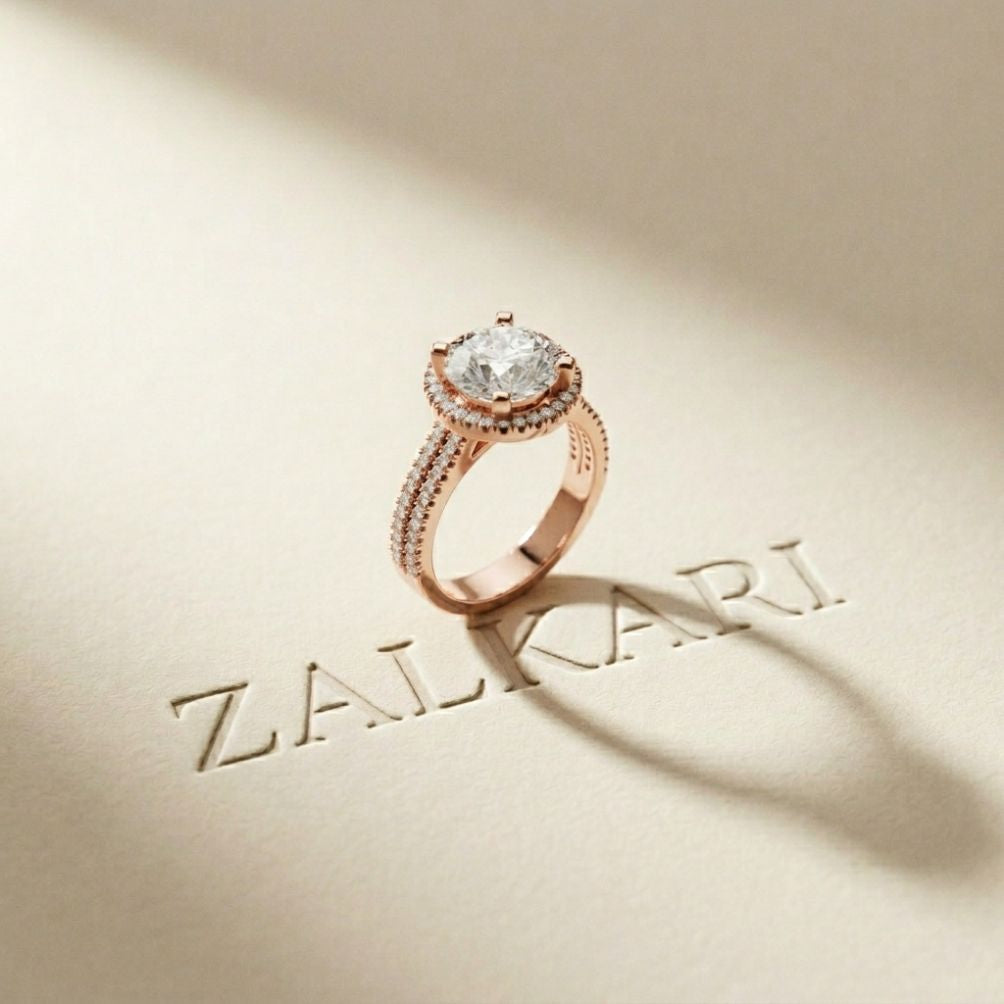 2.9 Ct Round Cut Moissanite Luxe Halo Ring