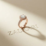 2.9 Ct Round Cut Moissanite Luxe Halo Ring Rose Gold