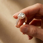 2.9 Ct Round Cut Moissanite Luxe Halo Ring Rose Gold