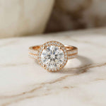 2.9 Ct Round Cut Moissanite Luxe Halo Ring Rose Gold
