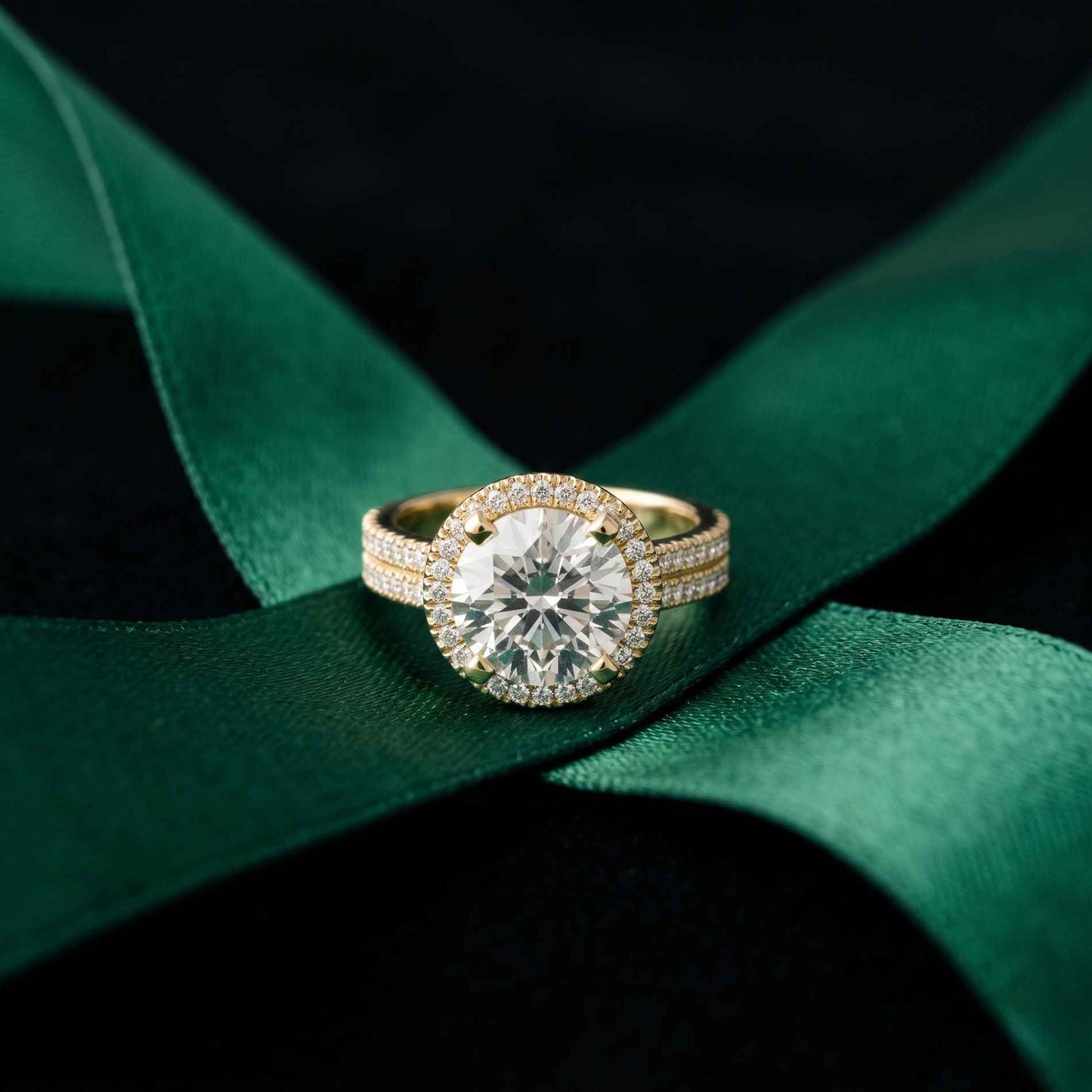 2.9 Ct Round Cut Moissanite Luxe Halo Ring