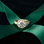 2.9 Ct Round Cut Moissanite Luxe Halo Ring Gold
