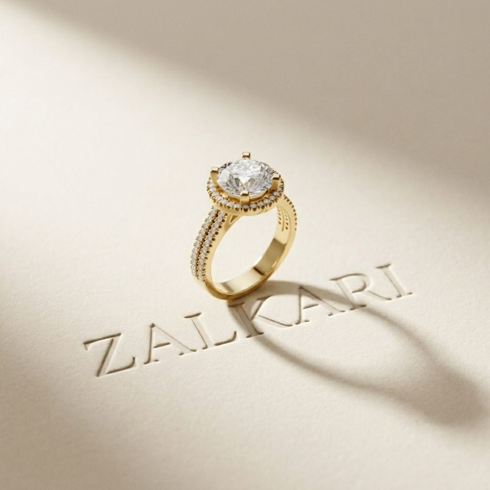2.9 Ct Round Cut Moissanite Luxe Halo Ring