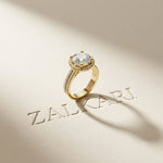 2.9 Ct Round Cut Moissanite Luxe Halo Ring Gold